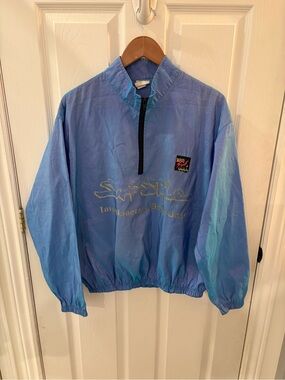 Iredescent Surf Windbreaker Pullover in Light Blue with Teal Accents